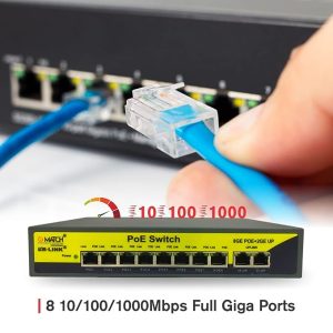 Match LB-Link 8 Port Gigabit PoE Switch 10/100/1000Mbps with 2 Giga Up Link| VLAN up to 250m | 802.3at POE | Easy Installation