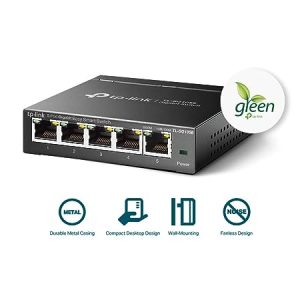 TP-Link 5 Port Gigabit Switch Easy Smart Plug & Play Desktop/Wall-Mount Sturdy Metal w/Shielded Ports Support QoS, Vlan, IGMP and Link Aggregation